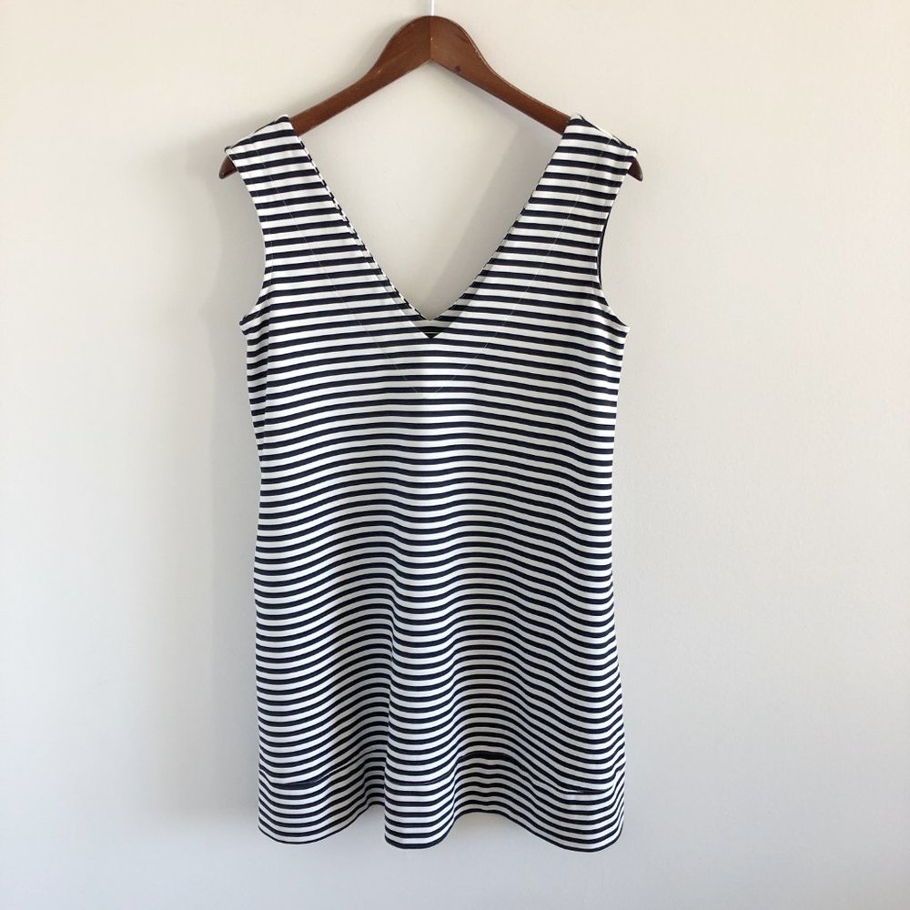 Hatch The Bedford Stripe V-Neck Mini Dress OS Maternity Pockets